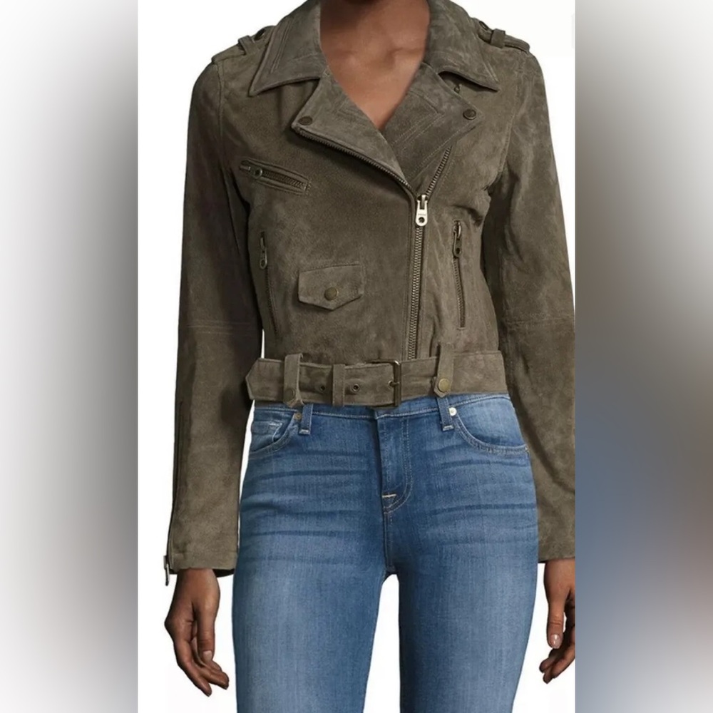 Vigoss Olive Green Suede Moto Jacket